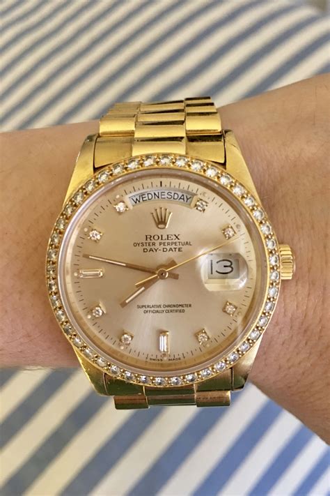 diamond bezel 18k rolex blue stones oyster perpetual day-date|Rolex Oyster Perpetual price.